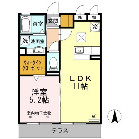 ファビュラス松下(1LDK/1階)の間取り写真