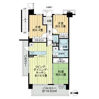 サーパス鴨宮(3LDK/4階)の間取り写真
