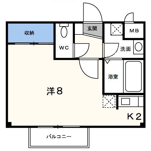 シンシヤ21・N・M棟(ワンルーム/2階)の間取り写真