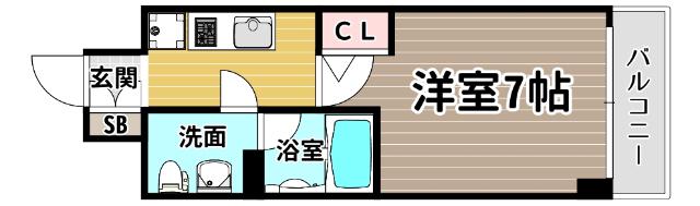 ルクレ新町レジデンス(1K/9階)の間取り写真