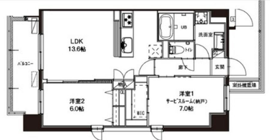 ブルーブラン新横浜(2LDK/10階)の間取り写真