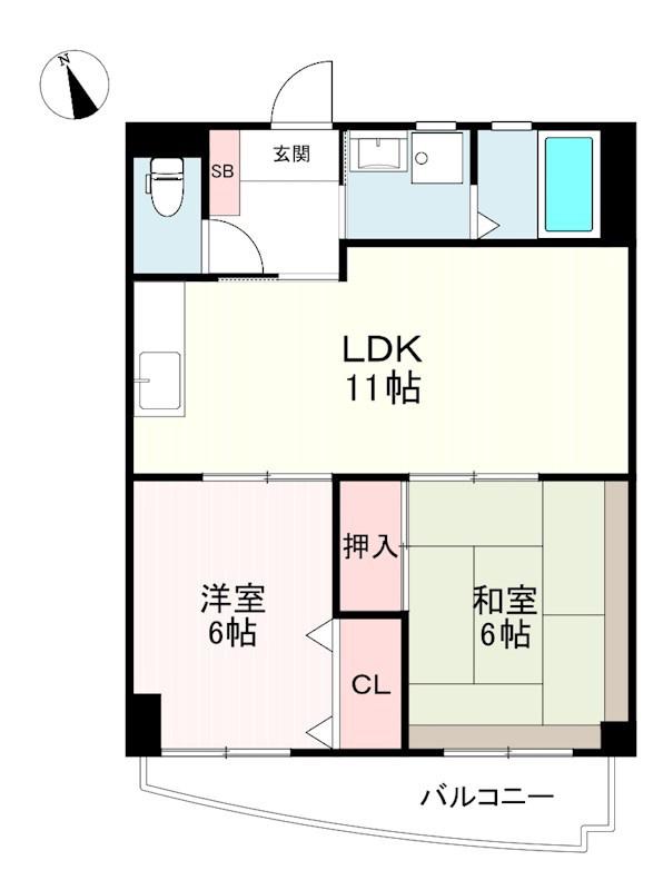 SOコスモス(2LDK/4階)の間取り写真