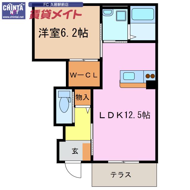 クレスト コート(1LDK/1階)の間取り写真