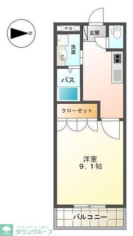 パラシオン平塚(1K/2階)の間取り写真