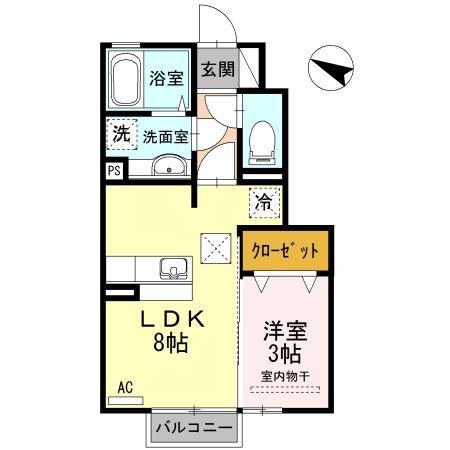 サニーフラット大道北 A(1LDK/1階)の間取り写真