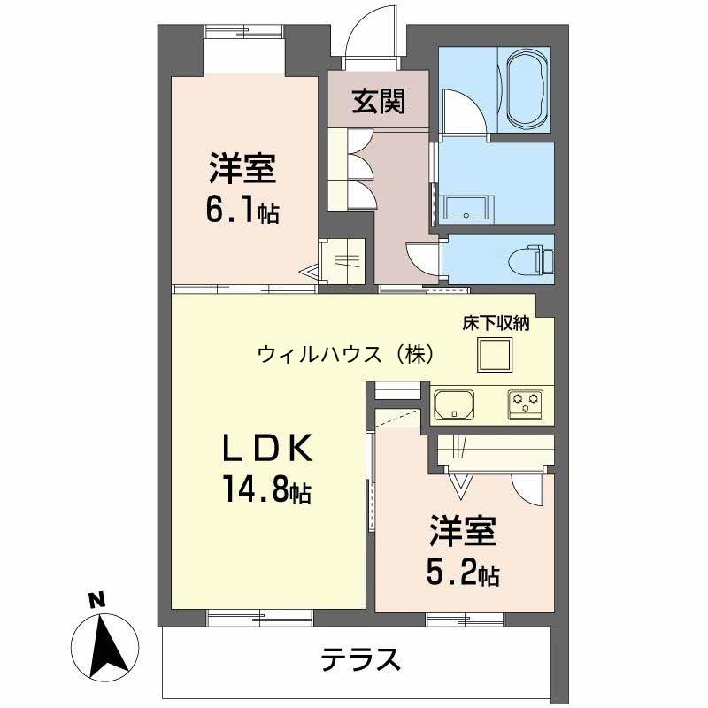 シャーメゾン深翠の杜(2LDK/1階)の間取り写真