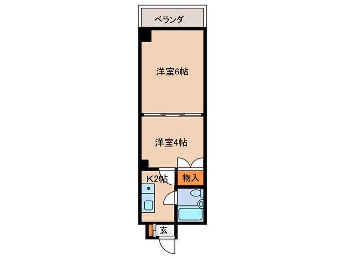 ベルヴェ府中(2K/4階)の間取り写真