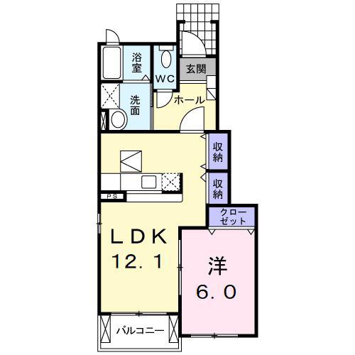 パレストII番館(1LDK/1階)の間取り写真