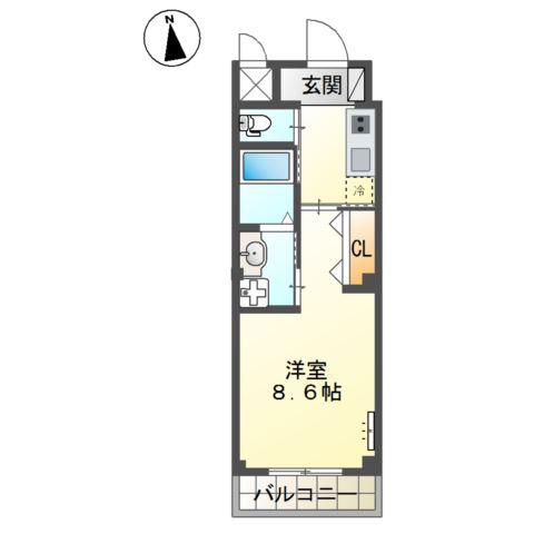 西条本町駅前マンション(1K/2階)の間取り写真