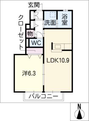 グラウィスシノン(1LDK/1階)の間取り写真