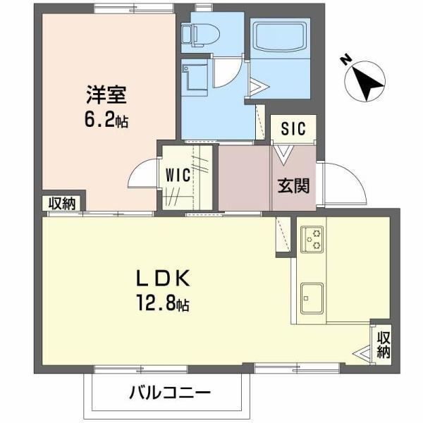 アメニティ21 C棟 西河原(1LDK/2階)の間取り写真
