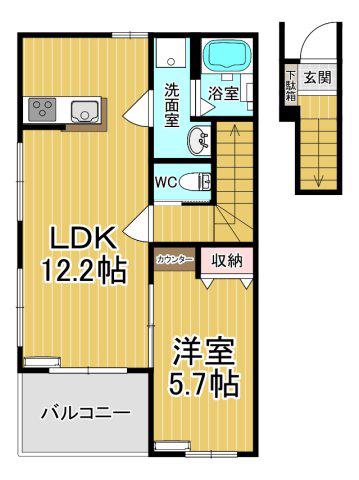 PARK FOREST B(1LDK/2階)の間取り写真