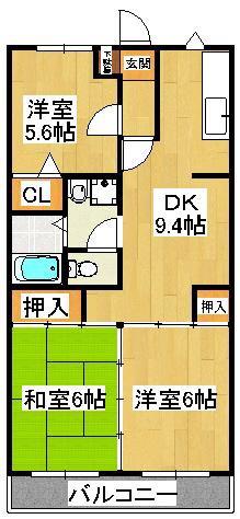 ゴールデンタウン岡崎(3DK/3階)の間取り写真