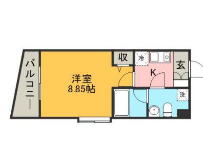 ラセット天神(1K/4階)の間取り写真