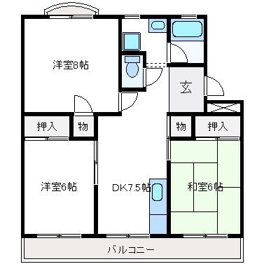 メゾンティック(3DK/1階)の間取り写真