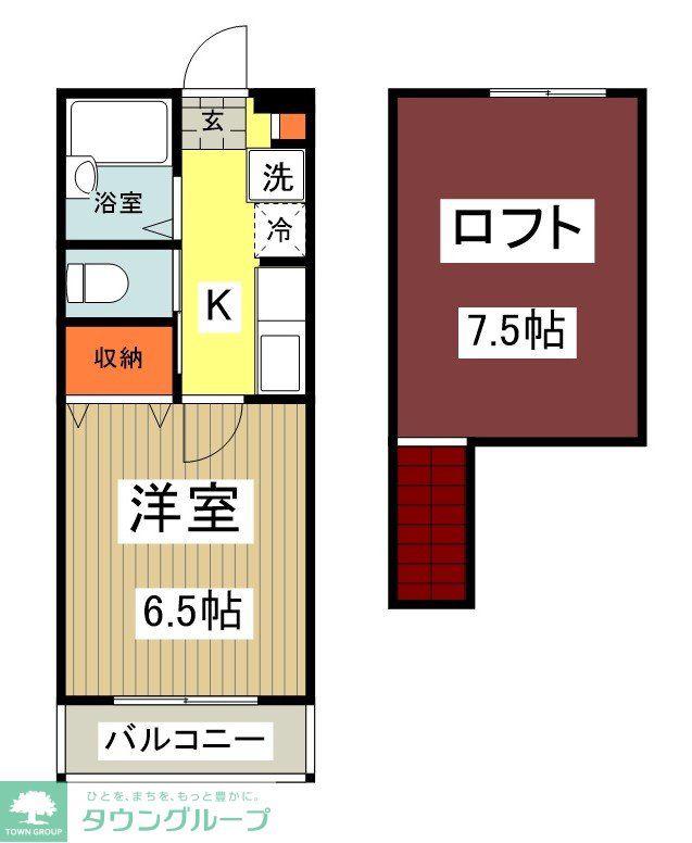 メゾンフルヤII(1K/2階)の間取り写真