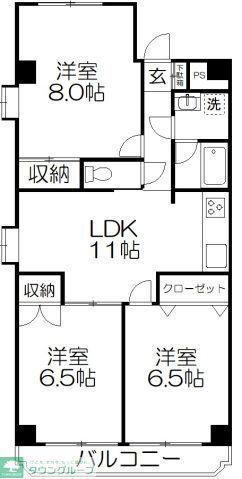 リバーサイドコート(3LDK/4階)の間取り写真