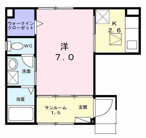シティーライトI(1K/1階)の間取り写真