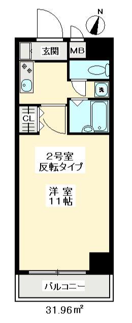 エム・ステージ白磁楼(1K/5階)の間取り写真