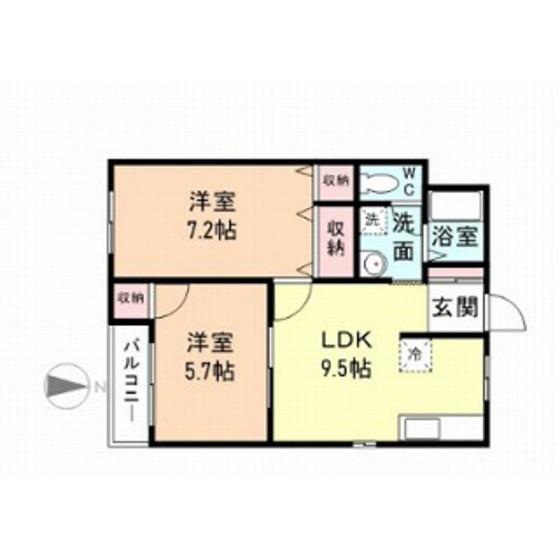 アクア・マリーンM(2LDK/3階)の間取り写真