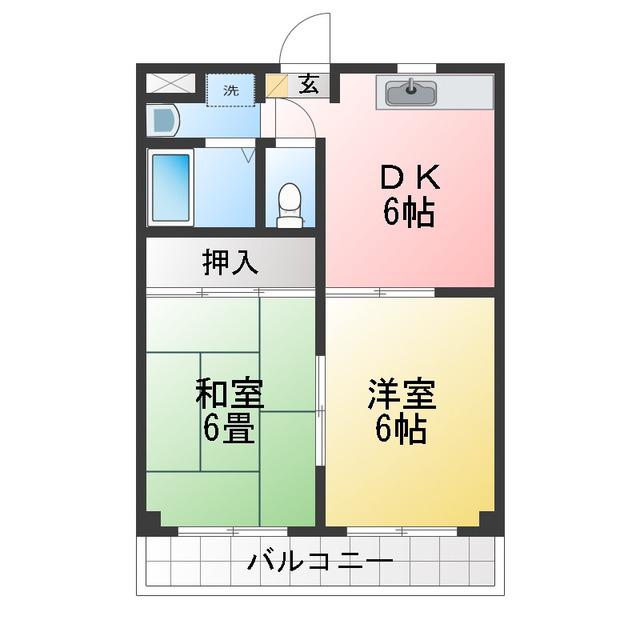 フジハイツ3(2DK/2階)の間取り写真