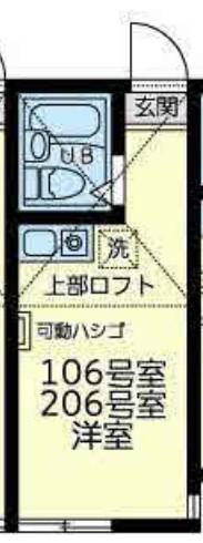 カーザ ビアンカ(ワンルーム/2階)の間取り写真