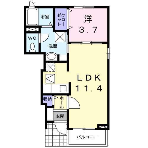 シャルダン(1LDK/1階)の間取り写真
