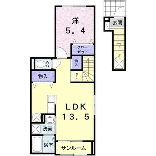 セイリング(1LDK/2階)の間取り写真