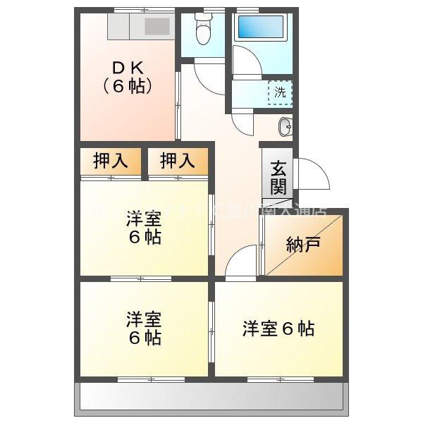 朝日マンション(3SDK/3階)の間取り写真