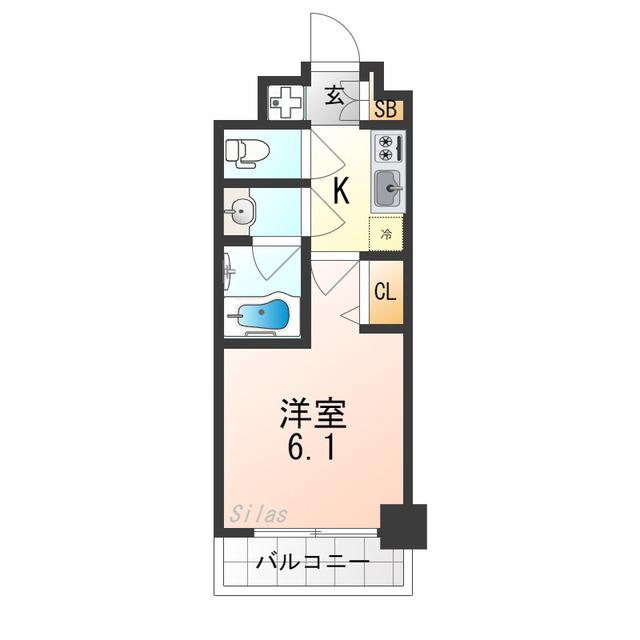 エステムコート京都西院(1K/6階)の間取り写真