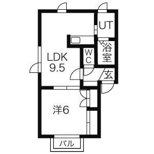 グランディール(1LDK/2階)の間取り写真