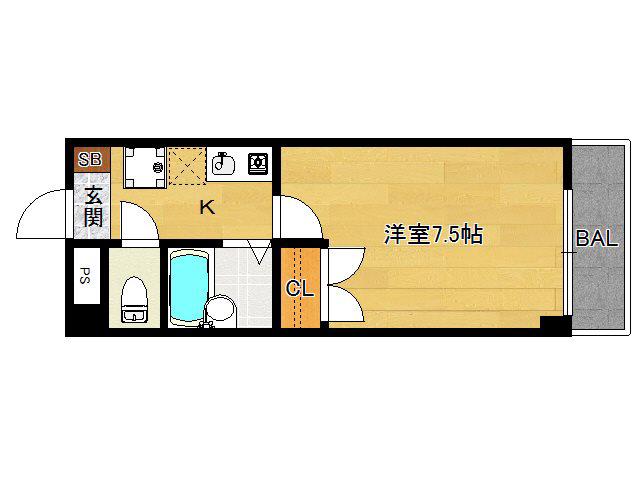 K-HOUSE(1K/3階)の間取り写真