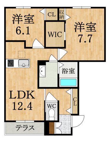 サンライズV(2LDK/1階)の間取り写真