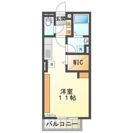 リビングタウンえどばしB(ワンルーム/2階)の間取り写真