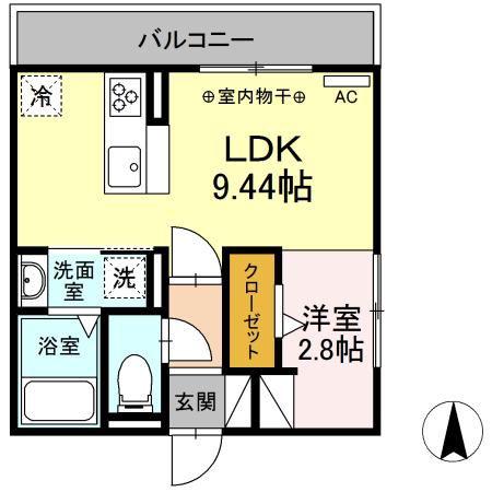 グランヴィア徹明通(ワンルーム/2階)の間取り写真