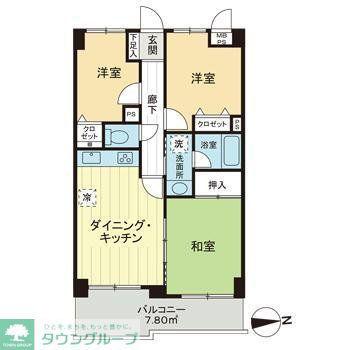 ライオンズマンション船橋三咲(3DK/2階)の間取り写真