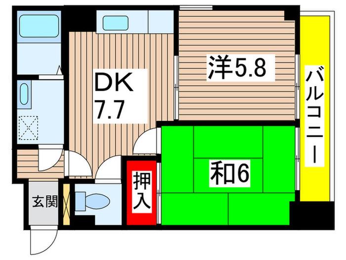 パレ綾瀬(2DK/7階)の間取り写真