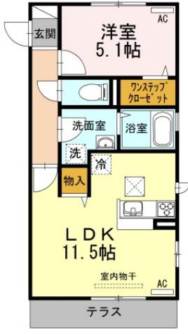 グランツ(1LDK/2階)の間取り写真