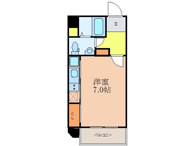 ドゥーエ江坂I(1K/9階)の間取り写真