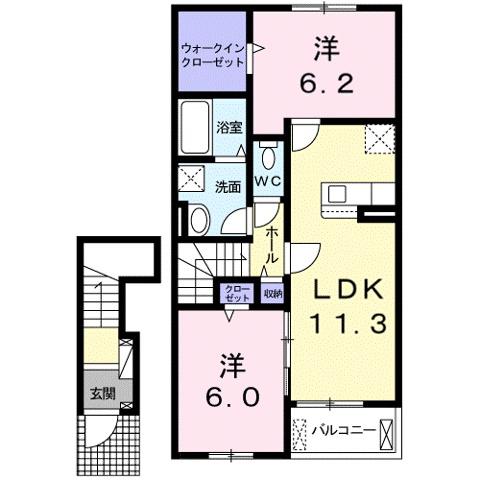 サンリットスクエアI(2LDK/2階)の間取り写真