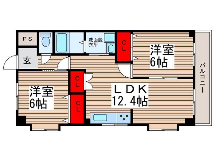 デージーコート相模台(2LDK/1階)の間取り写真