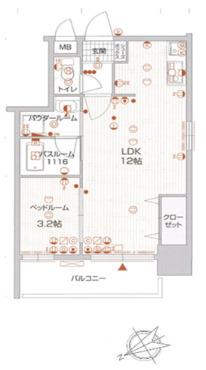 ウインステージ箱崎(1LDK/9階)の間取り写真