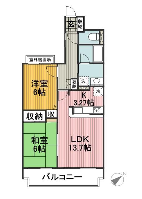 ネオマイムセンタースクエア(2LDK/3階)の間取り写真