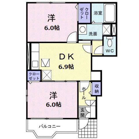 スーパービュー富士山B(2DK/1階)の間取り写真