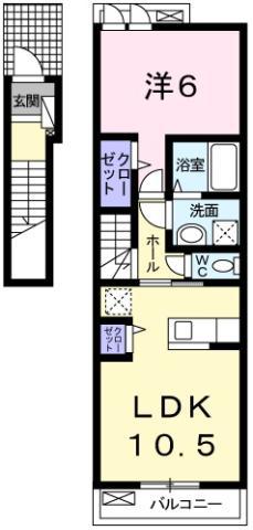 カーサ・ドマーニ II(1LDK/2階)の間取り写真