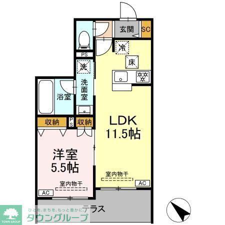亀井野246メゾン(1LDK/1階)の間取り写真