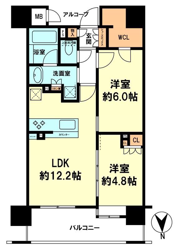 イーグルコート烏丸御池ル・シエル(2LDK/9階)の間取り写真