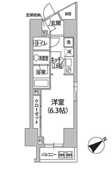 ロリエ銀座(ワンルーム/11階)の間取り写真