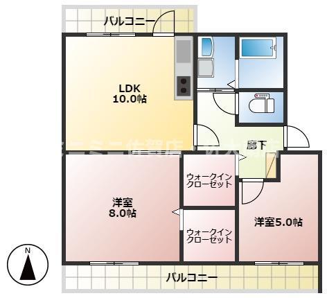 吉岡マンション(2LDK/4階)の間取り写真