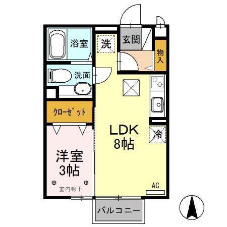エスポワール A/B A(1LDK/1階)の間取り写真